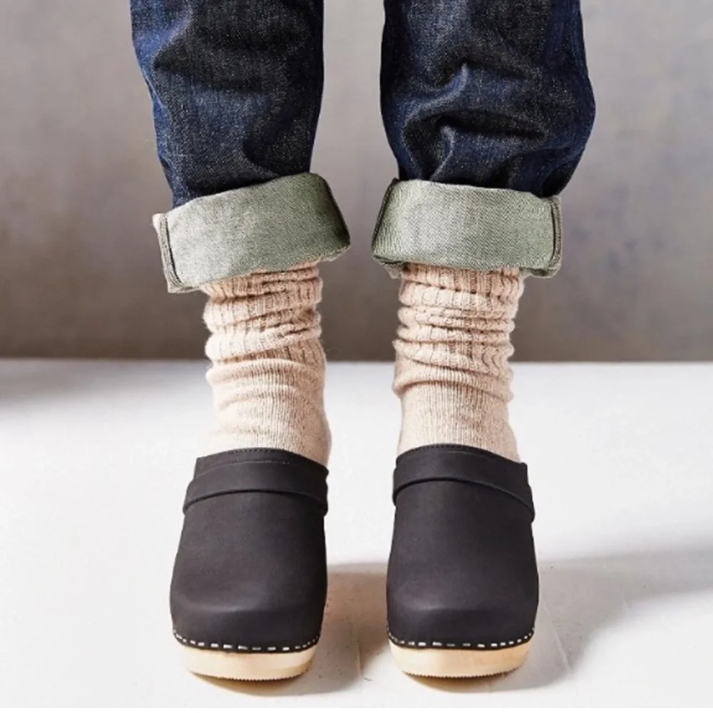 Maguba Anthropologie Stockholm Clogs Black Nubuck Suede Swedish Size 37 - Picture 7 of 14